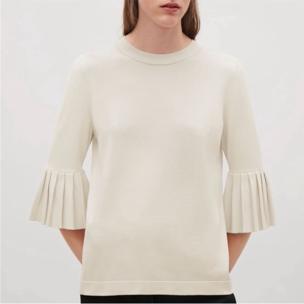 COS - pleated bell sleeve shirt - small